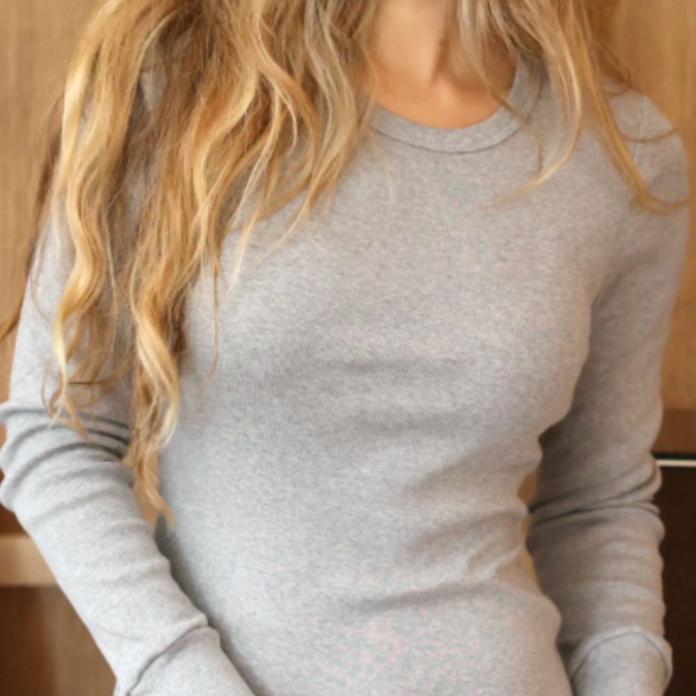 Fine ribbed long sleeve crew neck dress Heather grey - Province of Canada NWOT